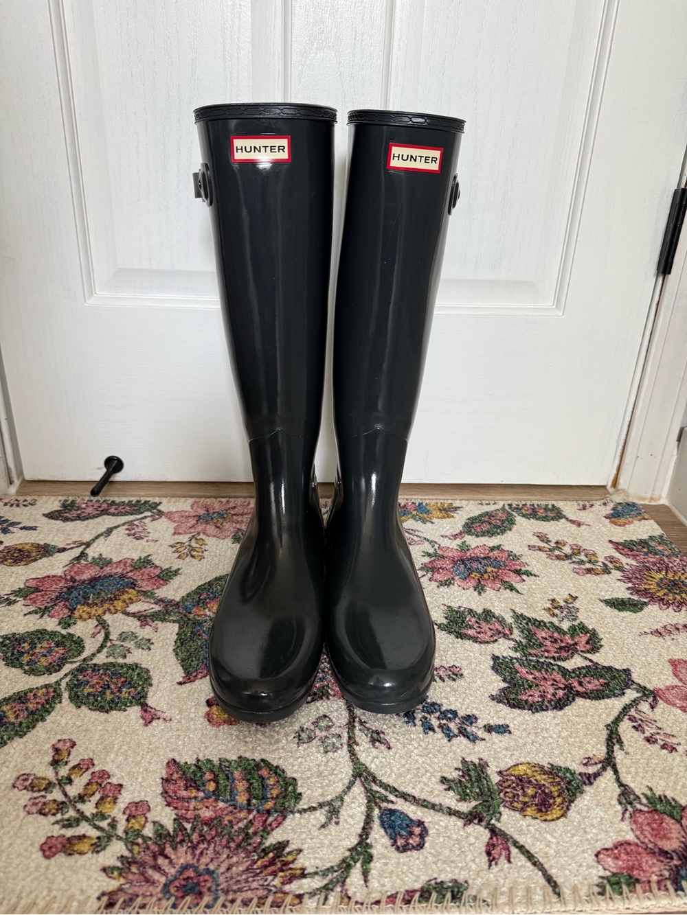 Hunter Tall Glossy Dark Grey Women's Rain Boots